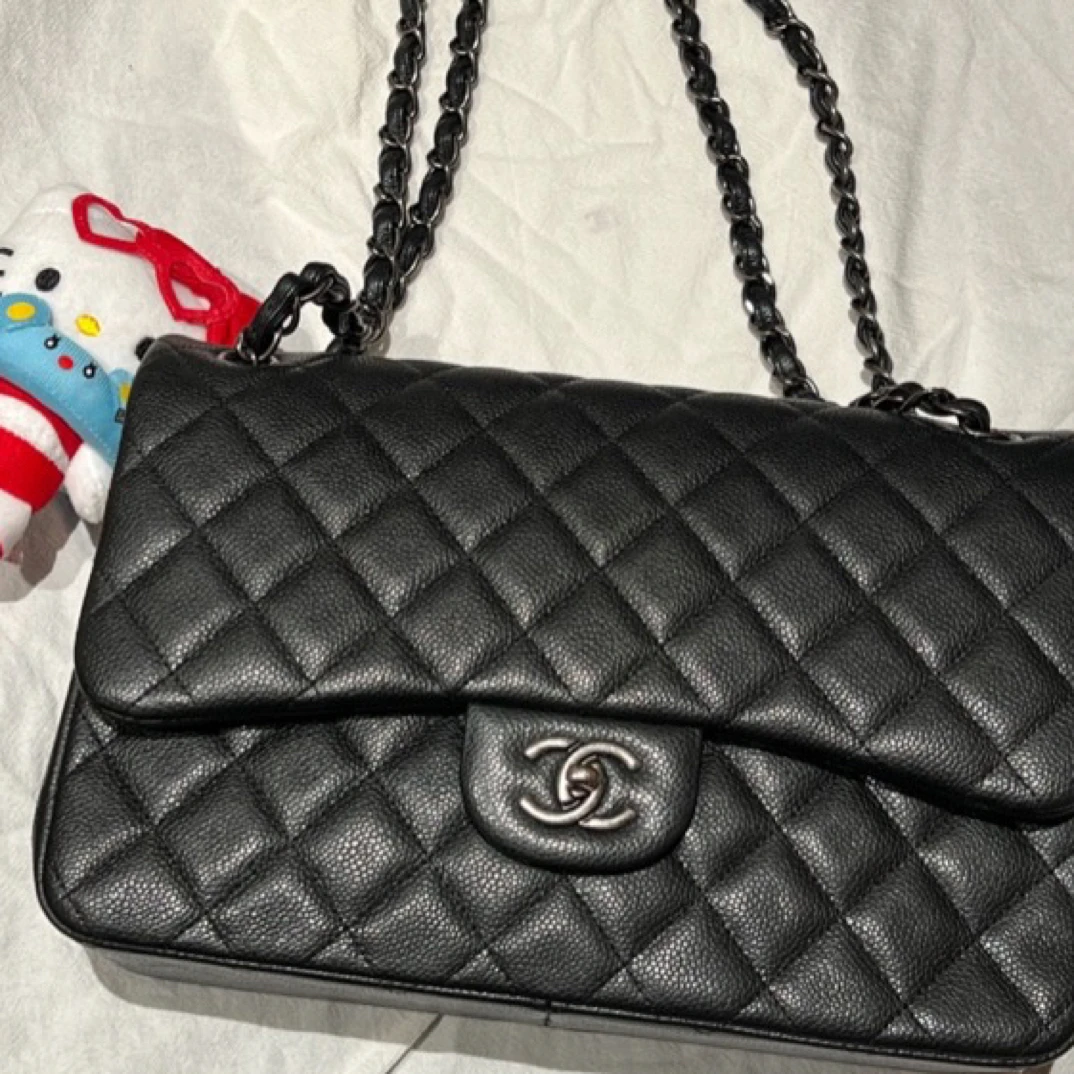 99新 Chanel/香奈儿 15C  CF jumbo链条包 黑银 20开  经典小香风