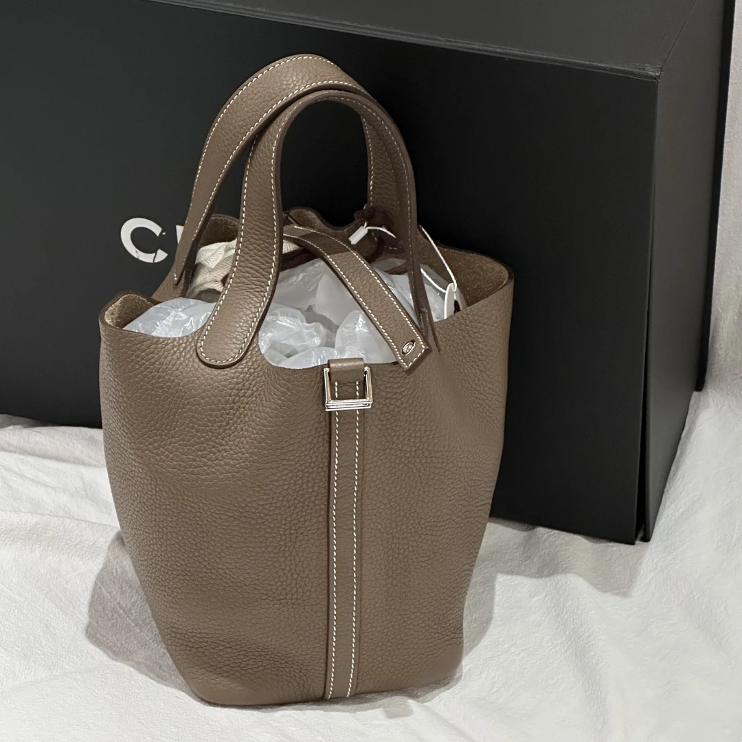 95新 Hermes/爱马仕 Hermes picotin18菜篮子大象灰银扣Tc皮D刻