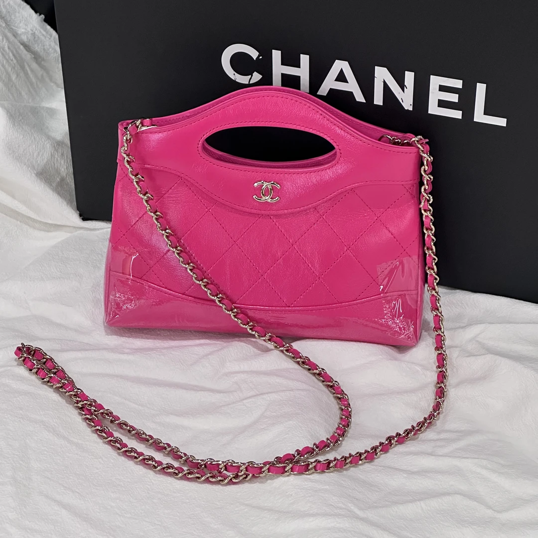 99新 Chanel/香奈儿 Chanel 24C 31bag nano手提斜挎链条包玫粉色