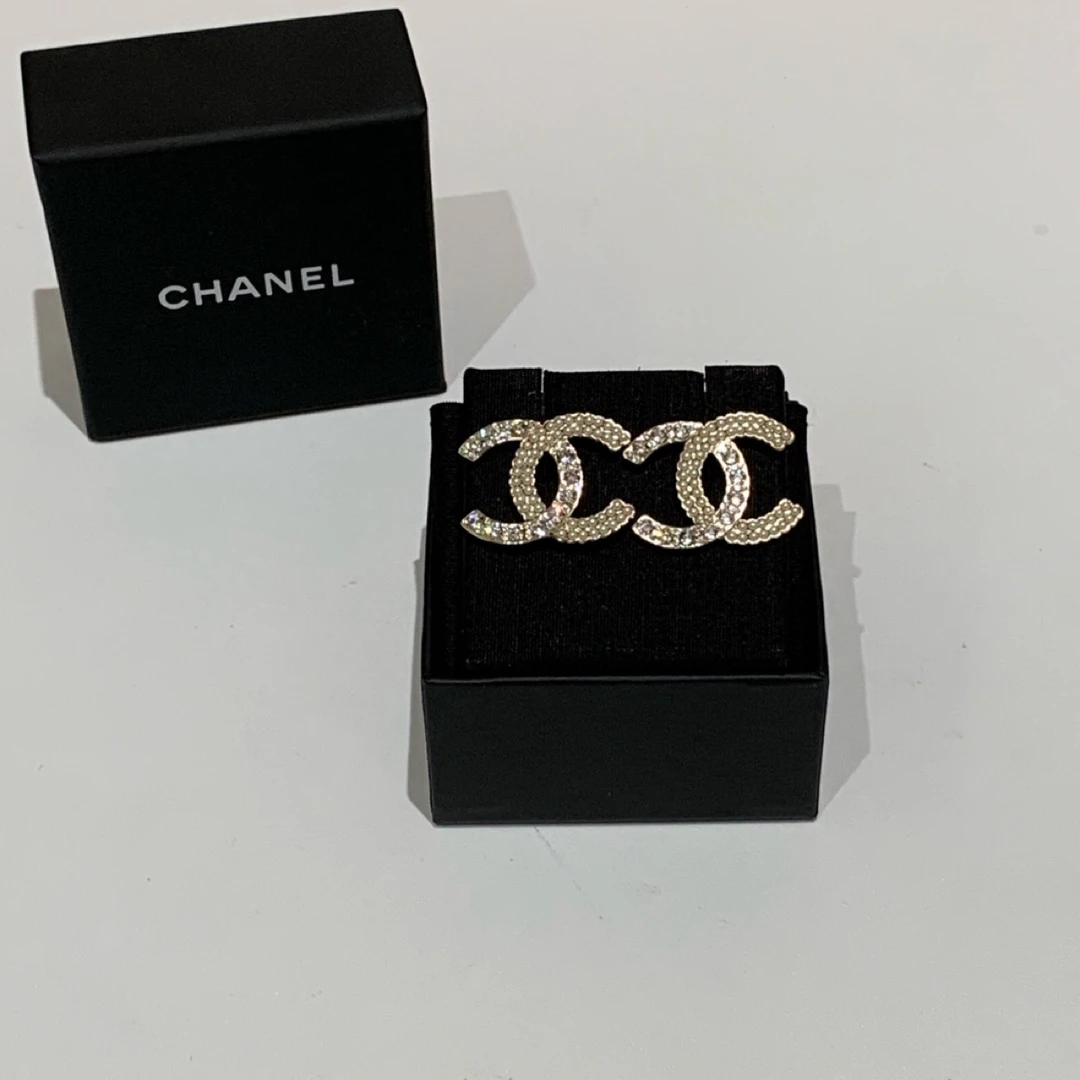 99新 Chanel/香奈儿 Chanel 大双C珍珠水钻耳钉