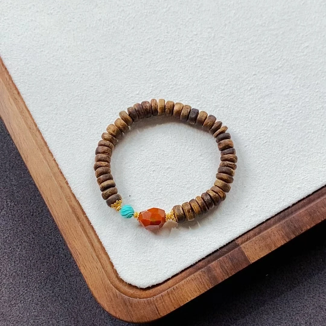 『乐小福珠宝』18K金南红沉香手串