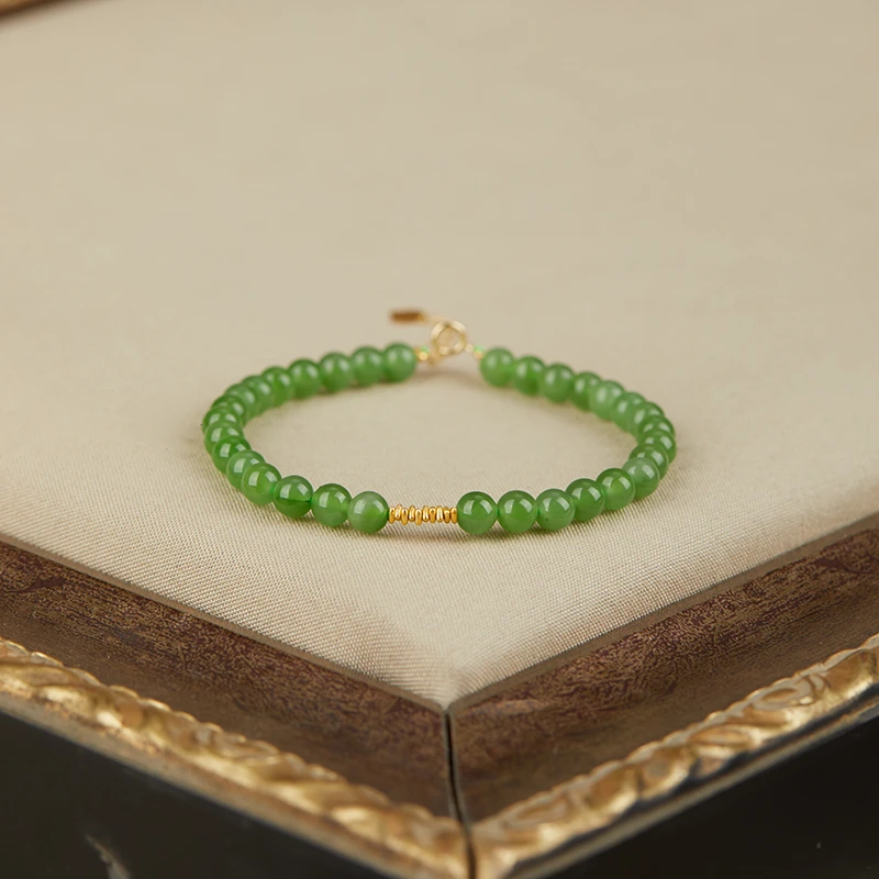 【乐小福珠宝】18k金和田玉手链5+