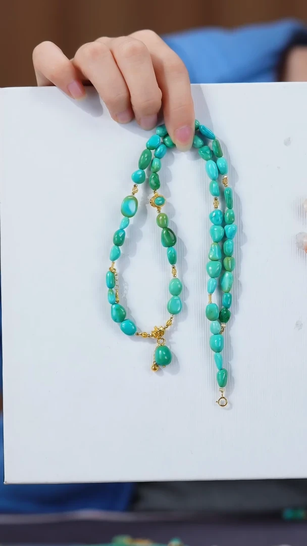 【闪购商品】绿松石项链18K金镶嵌项链