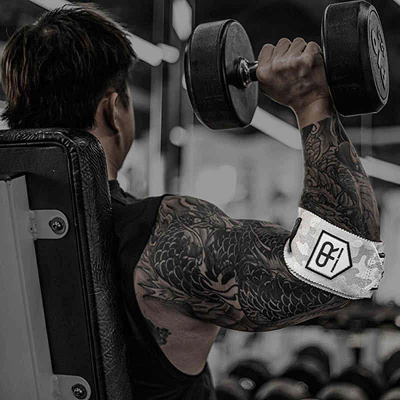 PR护肘健身轮子哥迷彩专业可调节缠绕绑带训练健美力量举绑肘卧推