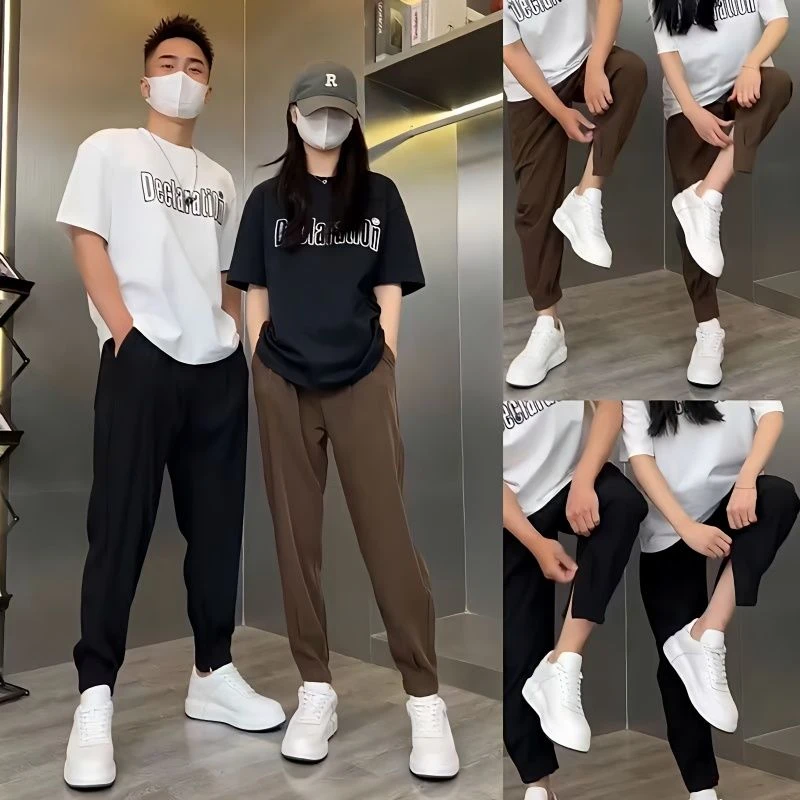 夏季冰丝垂感西裤男士薄款小西裤百搭小脚纯色宽松潮流休闲裤男款