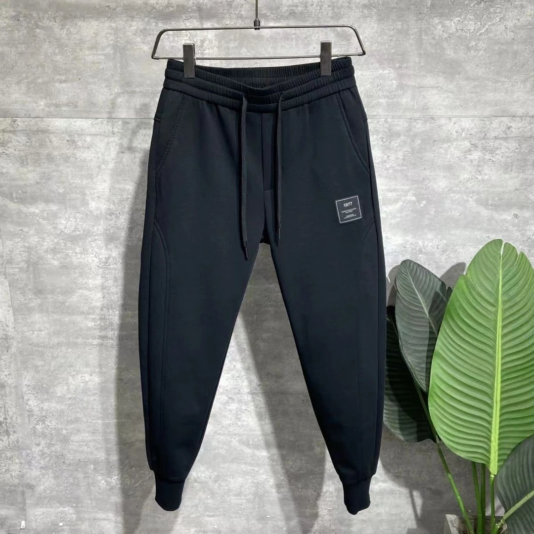 潮流时尚卫裤男士秋冬加绒束脚卫裤男潮牌针织运动裤休闲裤男百搭