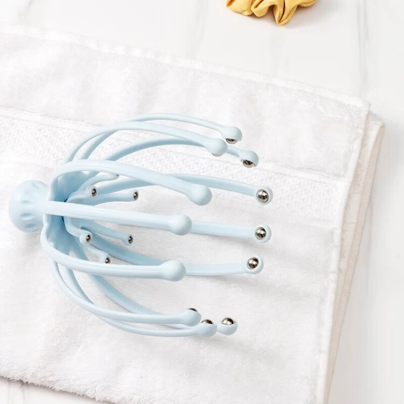 【专属】名创优品双重滚珠头部按摩器穴位按摩爪 粉蓝色_MZ*