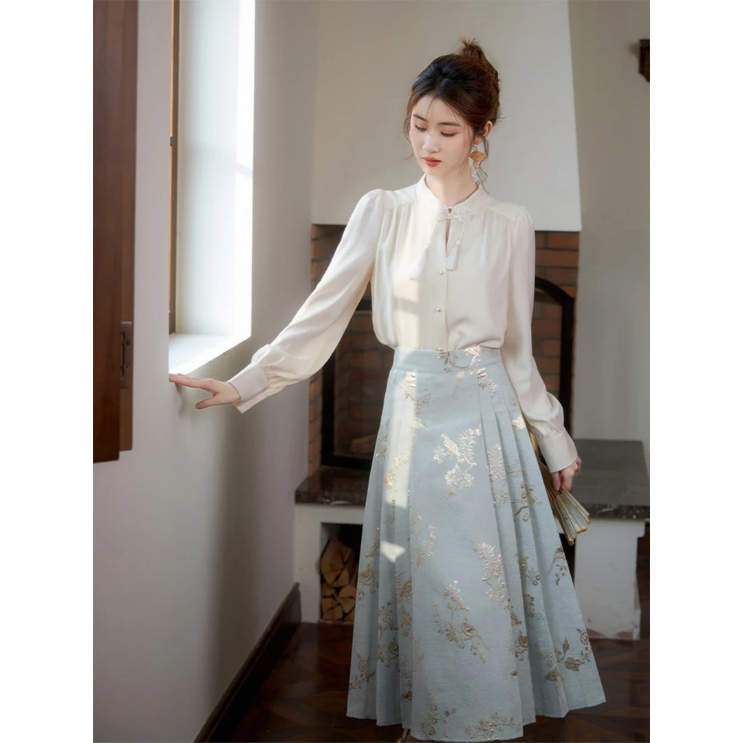 【杏花烟雨】高腰收腰显瘦新中式设计感好穿气质优雅马面裙Y162