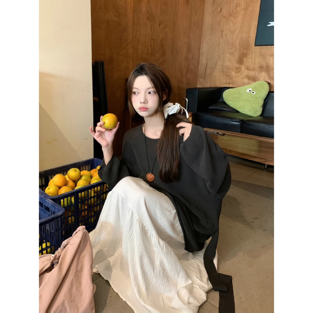 慵懒风系带上衣秋季新款韩版宽松休闲显瘦麻感长袖针织衫723