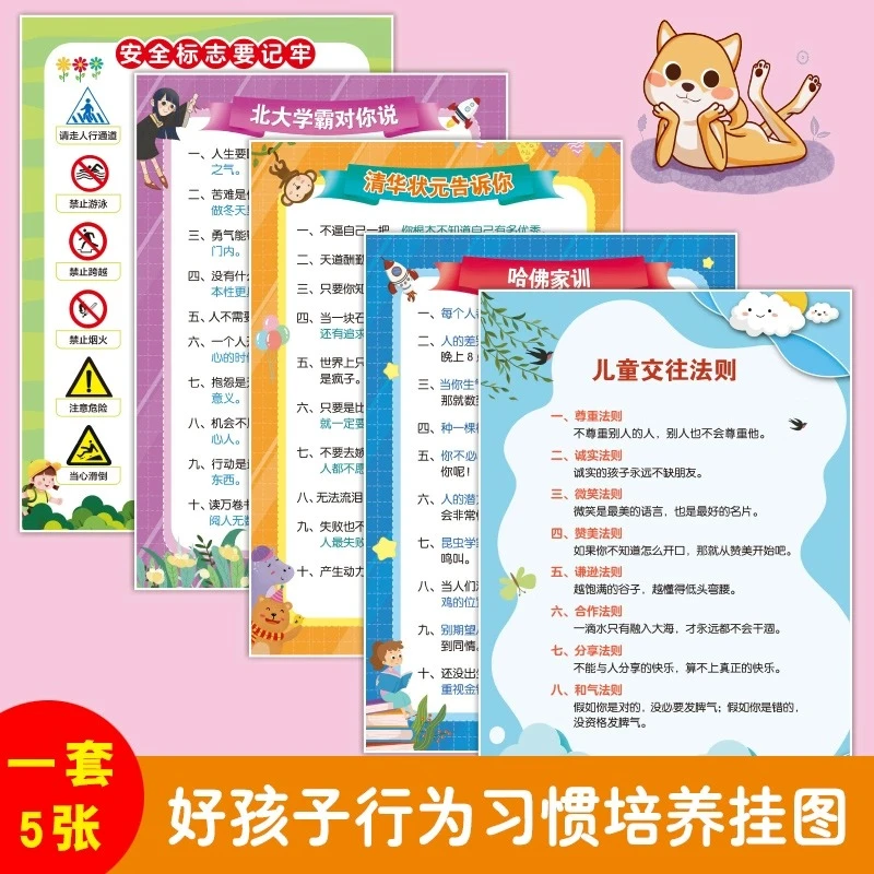 全5册 好孩子行为习惯培养挂图小学生培养习惯学习表挂图