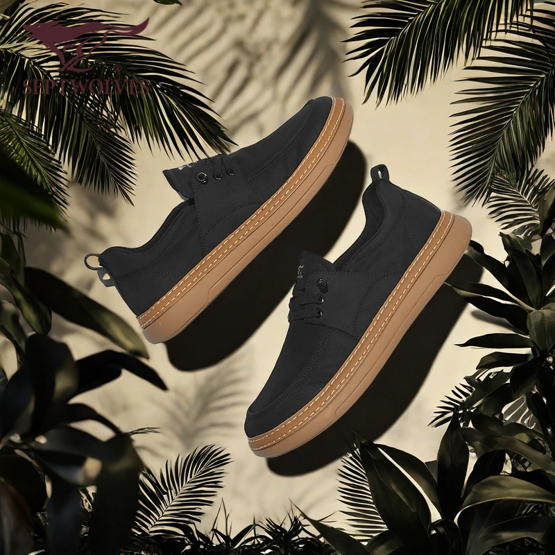 七匹狼一脚蹬懒人布鞋新款秋季休闲男鞋黑色鞋子男薄款透气板鞋男