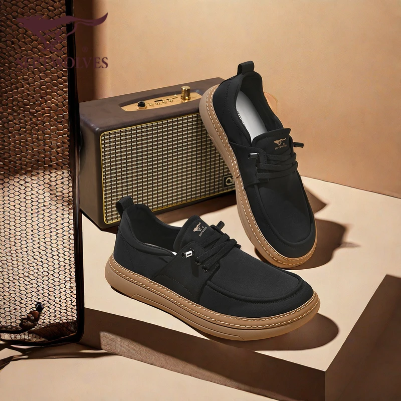 七匹狼一脚蹬懒人布鞋新款秋季休闲男鞋黑色鞋子男薄款透气板鞋男