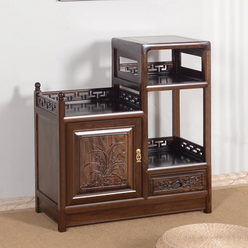 【小扬哥优选】客厅茶水柜老榆木中式茶水台实木餐边柜沙发边柜餐