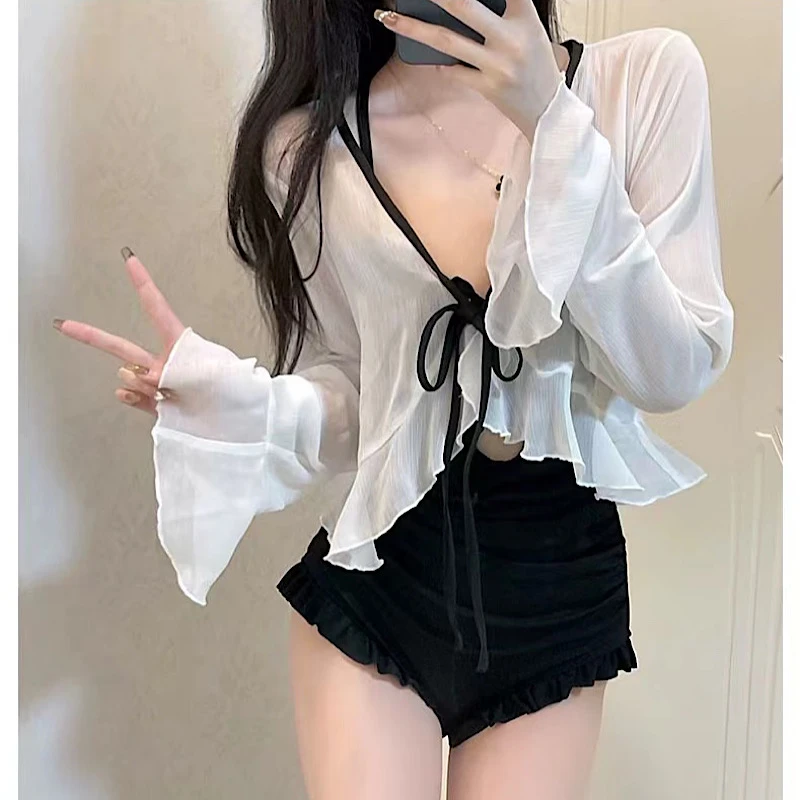 木清清【经典黑】黑色泳衣遮肚显瘦保守爆款温泉连体泳衣女