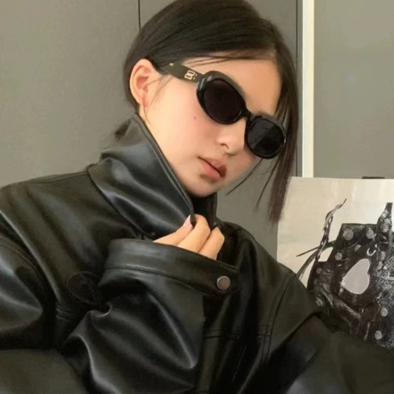 韩系椭圆猫眼gm墨镜高级感防紫外线凹造型拍照太阳眼镜女款方圆脸