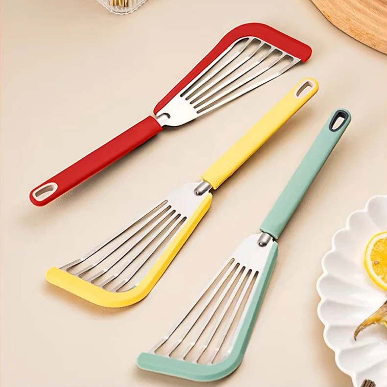蝴蝶铲不粘锅专用锅铲硅胶包边不锈钢蝴蝶煎铲漏铲鱼铲煎蛋铲子