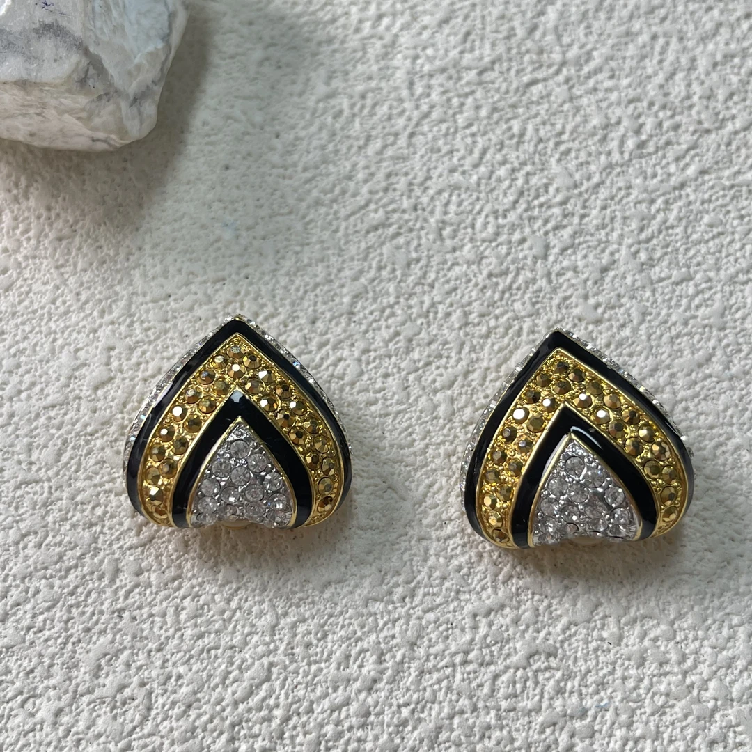 铜合金合成锆石耳饰 【六六中古】孤品复古耳夹mk109