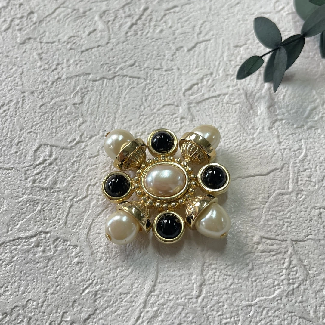 铜合金仿珍珠胸针 【六六中古】孤品复古胸针th2066