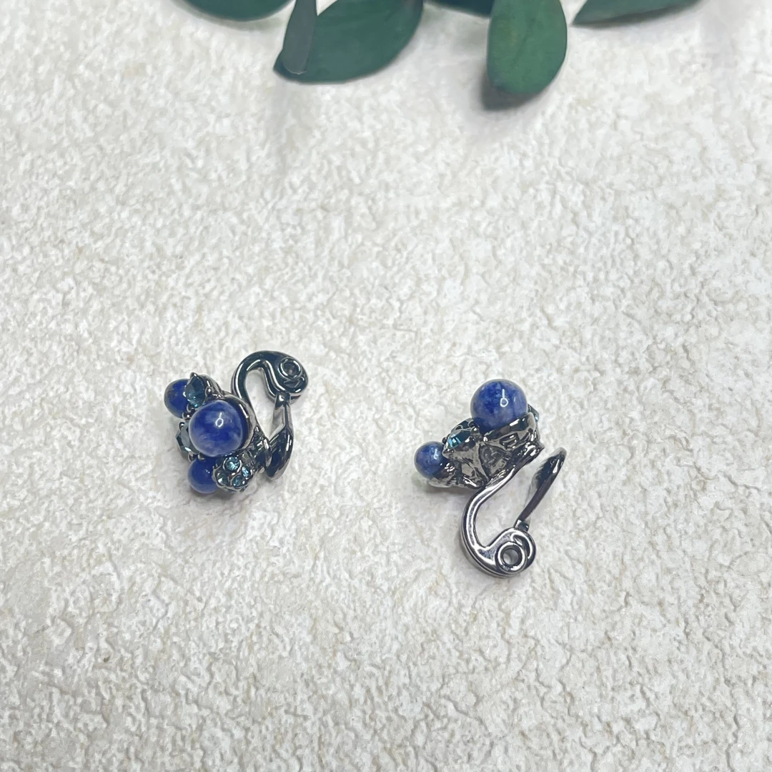 铜合金玻璃耳饰 【六六中古】孤品复古精致耳夹th3636