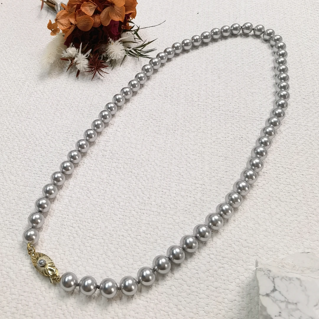 铜合金仿珍珠项链 【六六中古】孤品复古项链th84链长51cm