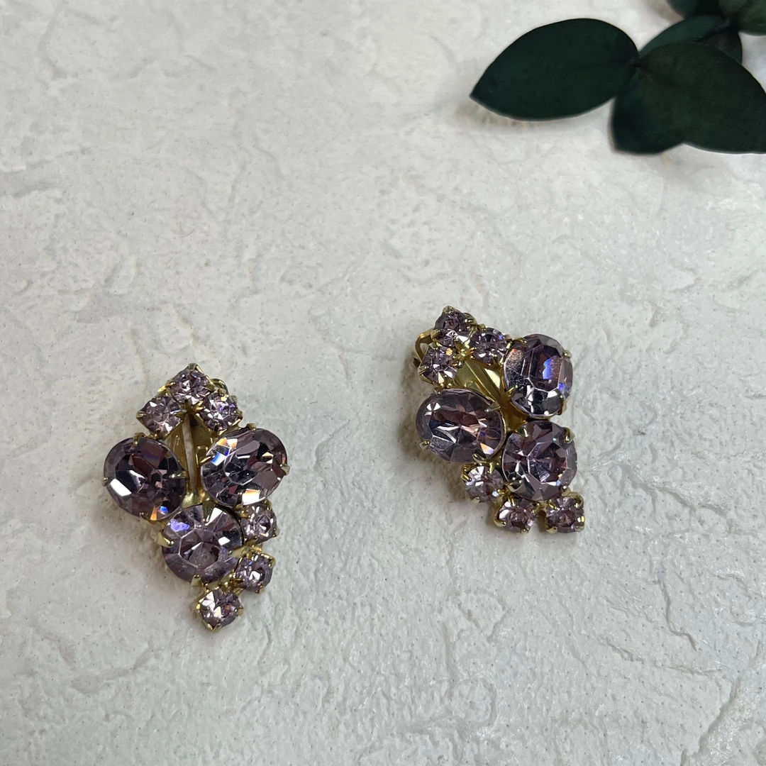 铜合金合成锆石耳饰 【六六中古】孤品复古耳夹th3878