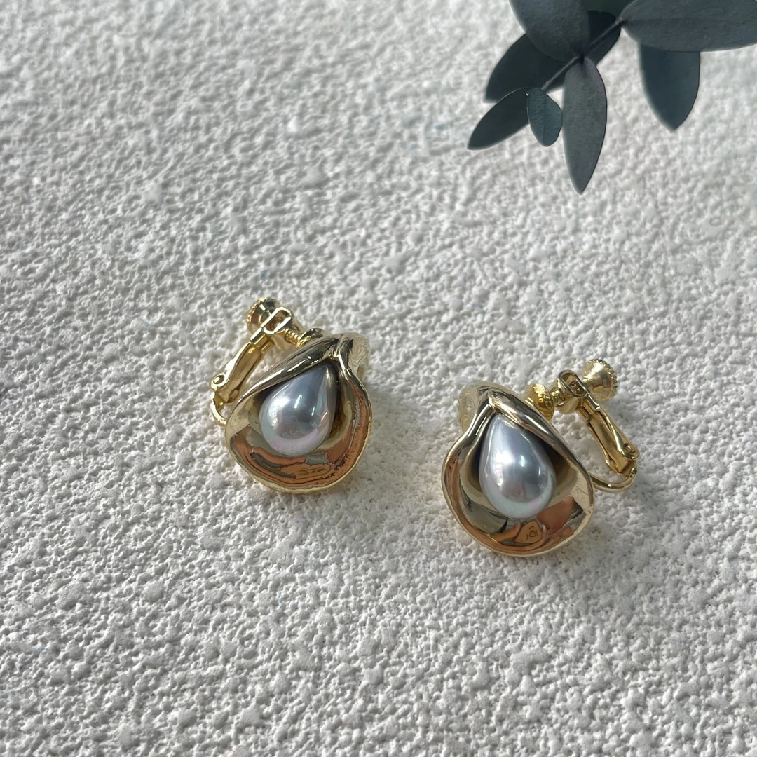 铜合金仿珍珠耳饰 【六六中古】孤品复古耳夹ap5071