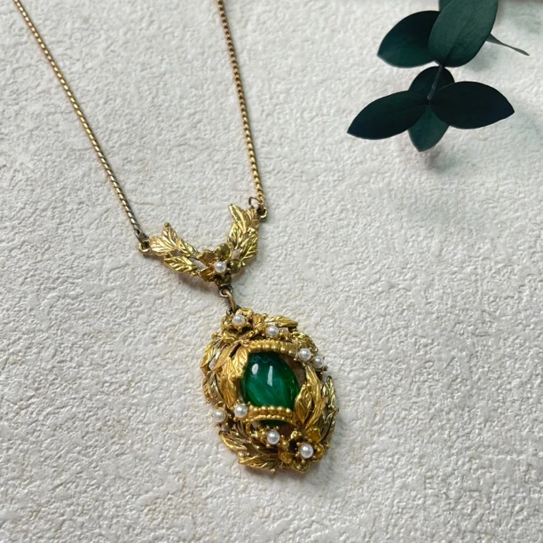 铜合金仿珍珠项链 【六六中古】孤品复古项链th536链长37cm