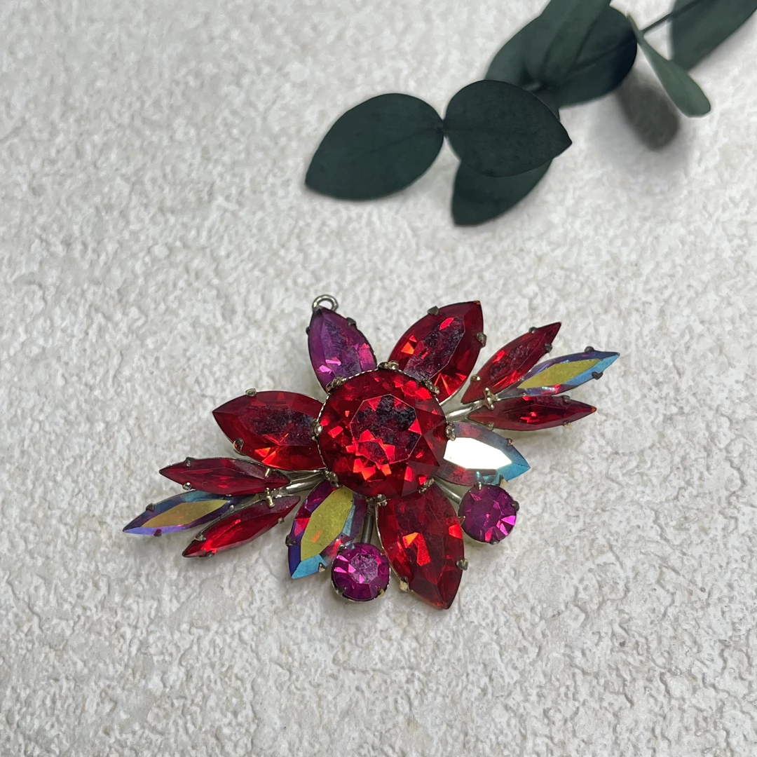 铜合金合成锆石胸针 【六六中古】孤品复古胸针th3650