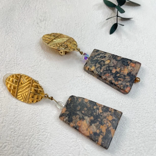 铜合金合成锆石耳饰 【六六中古】孤品复古耳夹ap5246