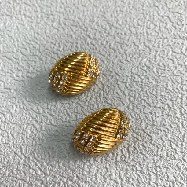 铜合金合成锆石耳饰 【六六中古】孤品复古耳夹mk095