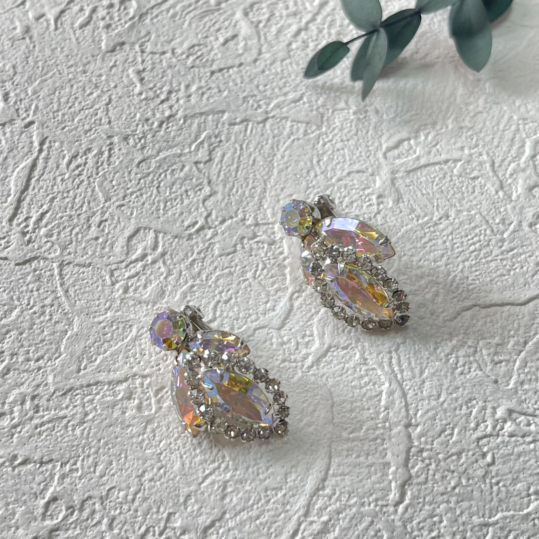 铜合金玻璃耳饰 【六六中古】孤品复古耳夹th2363