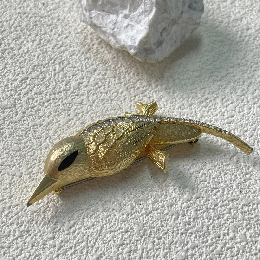 铜合金合成锆石胸针 【六六中古】孤品复古胸针th140