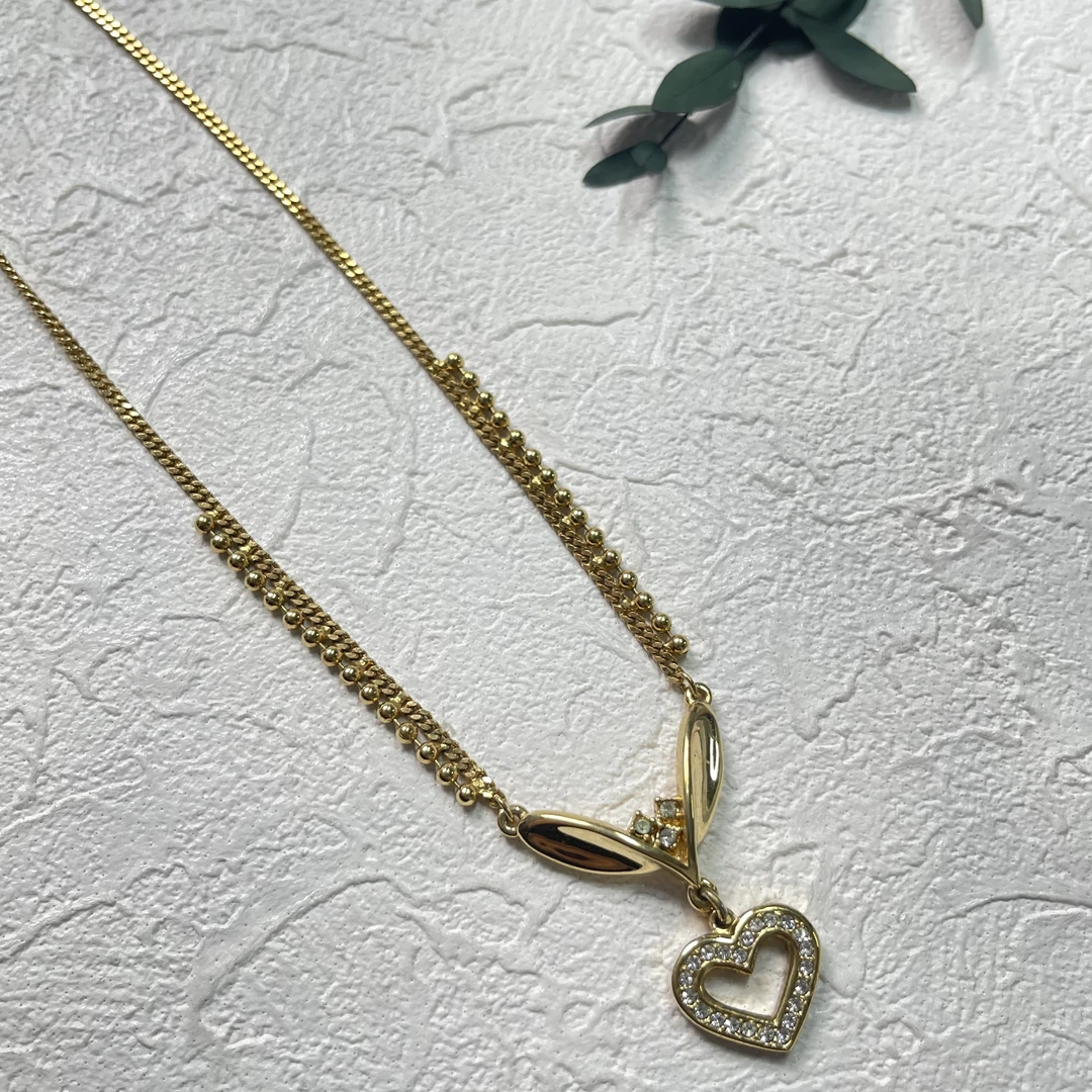 铜合金合成锆石项链 【六六中古】孤品爱心项链th2178链长41-46cm