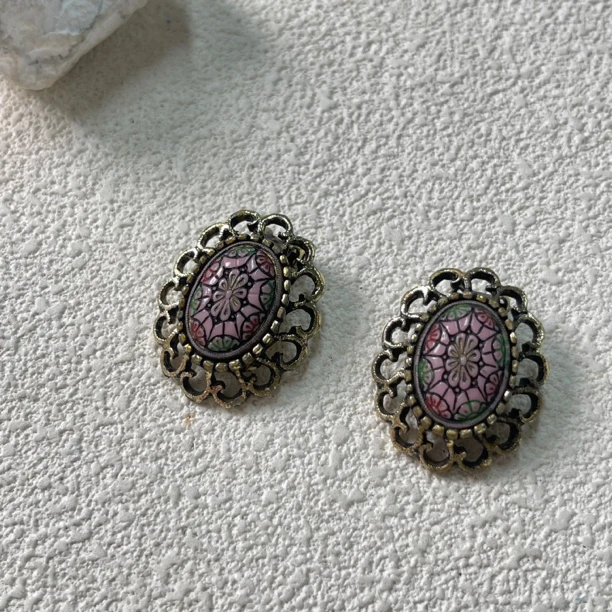 铜合金耳饰 【六六中古】孤品复古耳夹kmm467