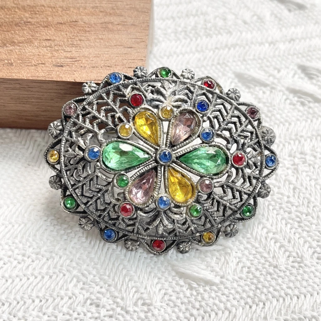 铜合金胸针 【六六中古】孤品复古多宝色胸针ad2350