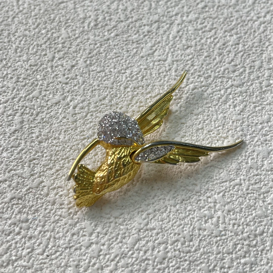 铜合金合成锆石胸针 【六六中古】孤品复古胸针mk211