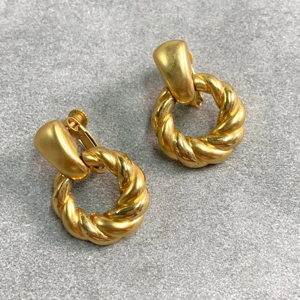 铜合金耳饰 【六六中古】孤品复古耳夹ap3507有标