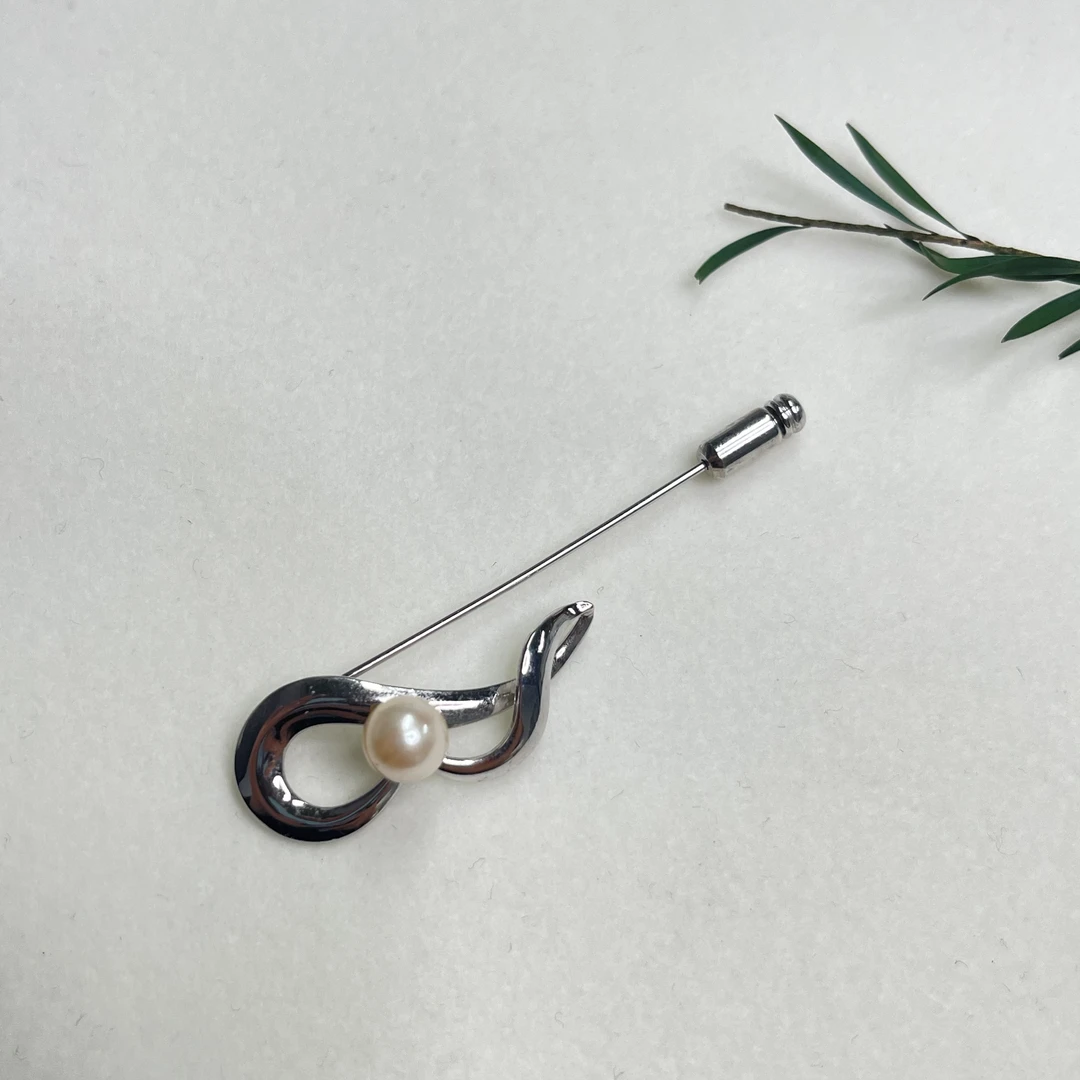 铜合金仿珍珠胸针 【六六中古】孤品复古胸针ad4421
