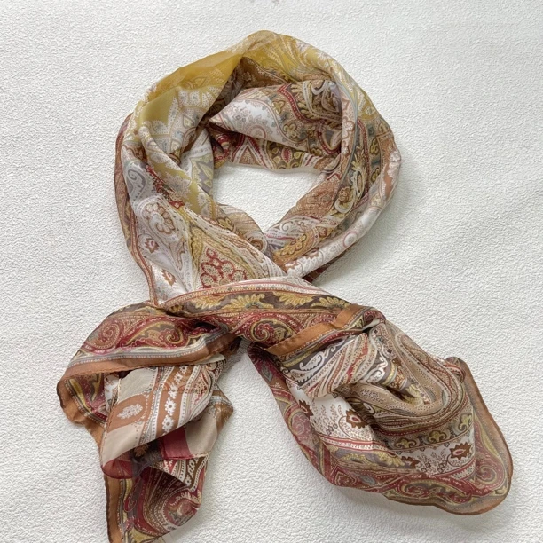 【六六中古】孤品复古丝巾an460尺寸120×45