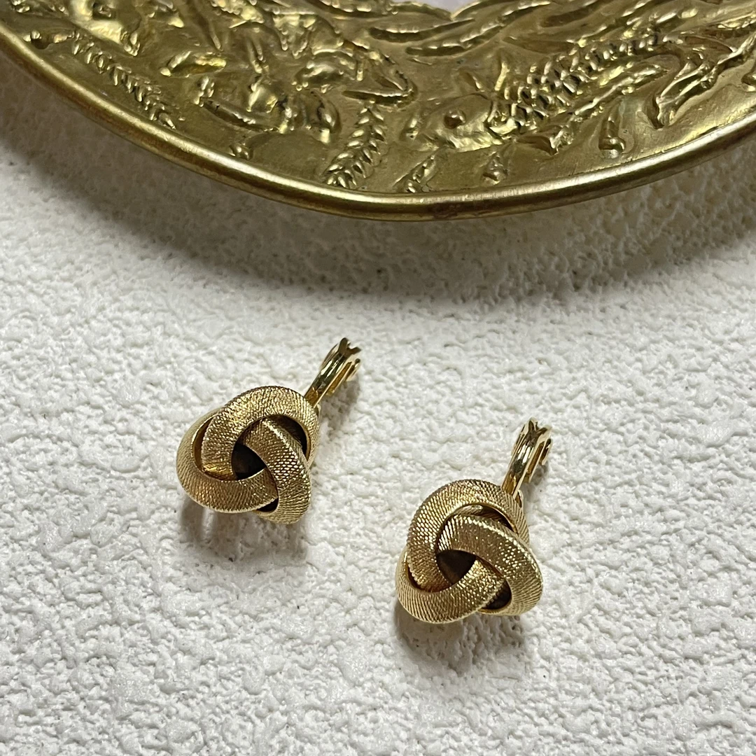 铜合金耳饰 【六六中古】孤品复古耳夹ap6186