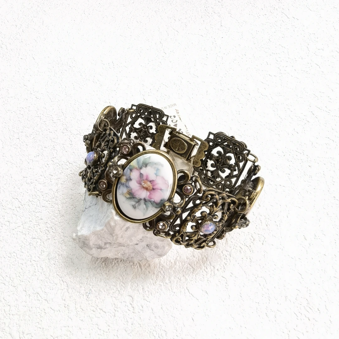 铜合金陶瓷手链 【六六中古】孤品复古手链th350手围17