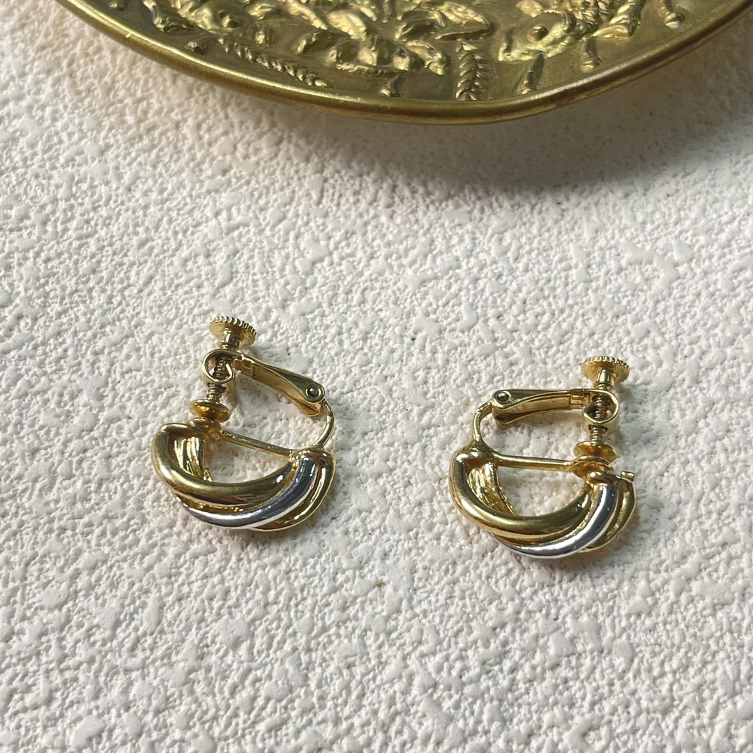 铜合金耳饰 【六六中古】孤品复古耳夹ap6145