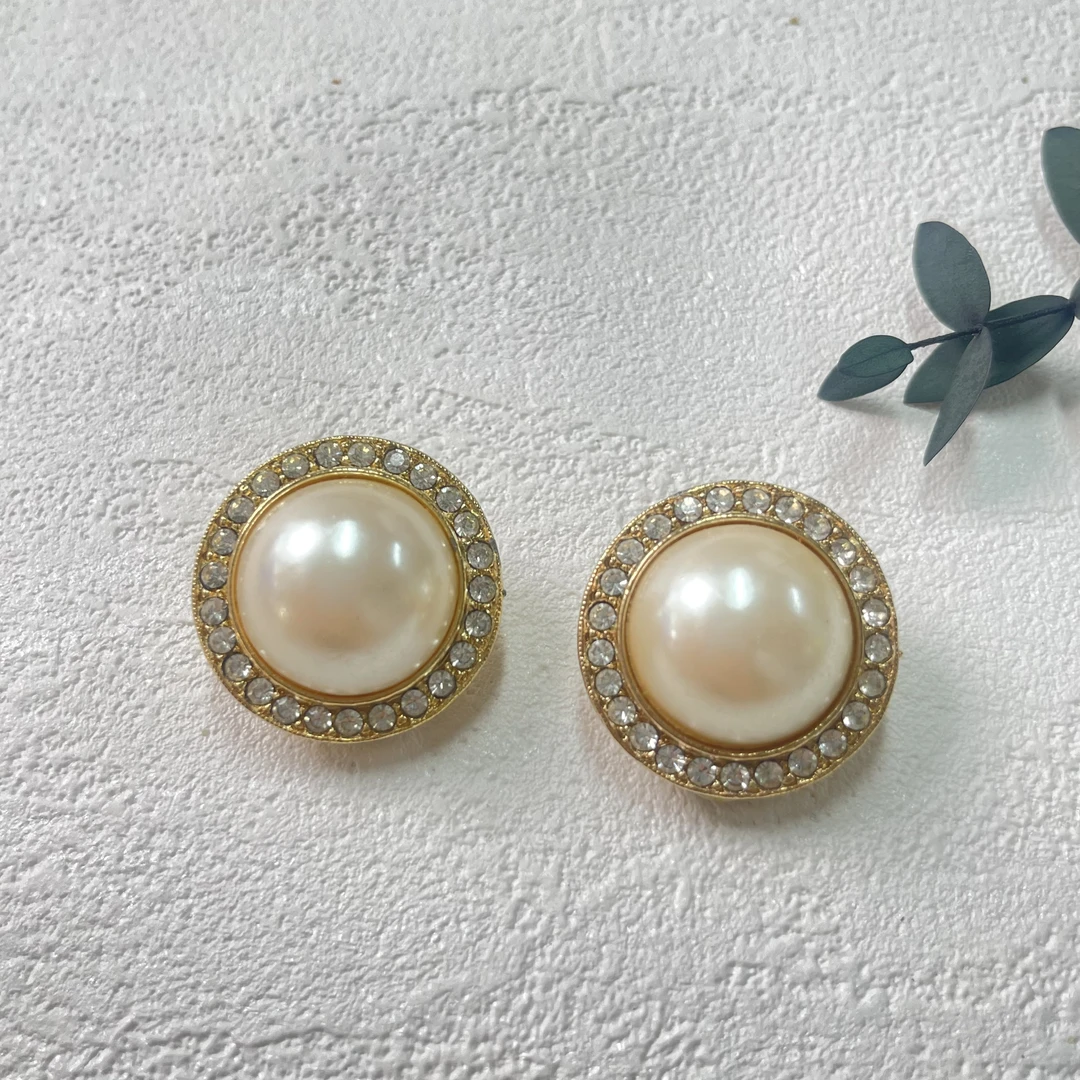 铜合金仿珍珠耳饰 【六六中古】孤品复古耳夹th856