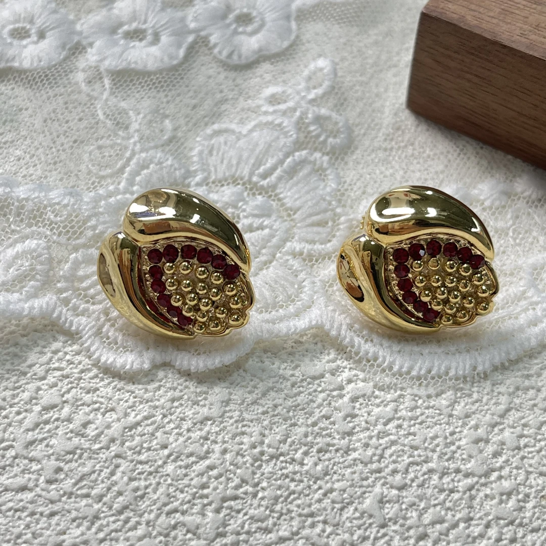 铜合金耳饰 【六六中古】孤品复古耳夹ap4279