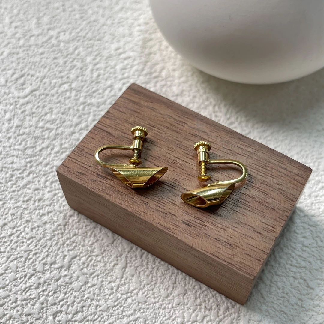 铜合金耳饰 【六六中古】孤品复古耳夹ap4297