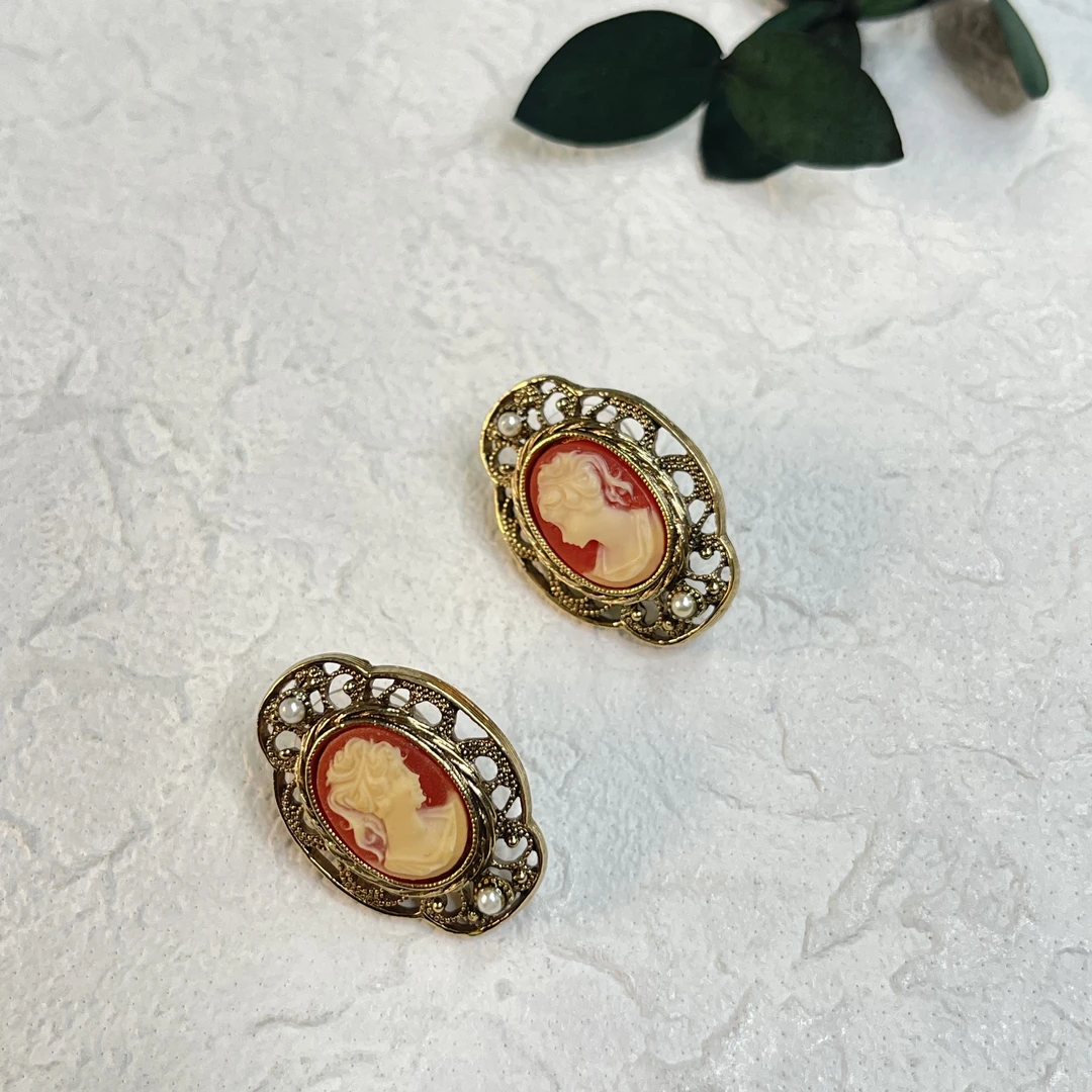 铜合金树脂耳饰 【六六中古】孤品复古耳钉th3823