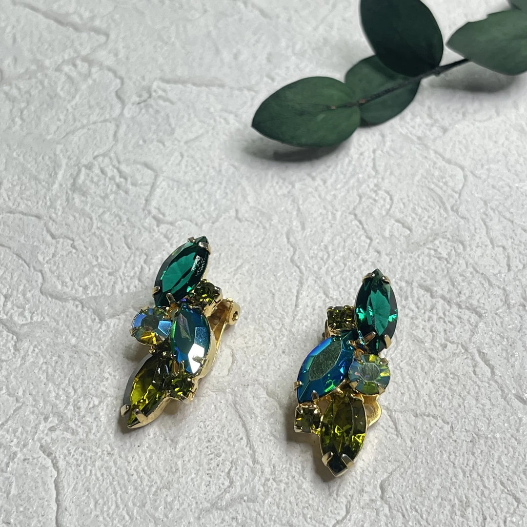 铜合金合成锆石耳饰 【六六中古】孤品复古耳夹th3811