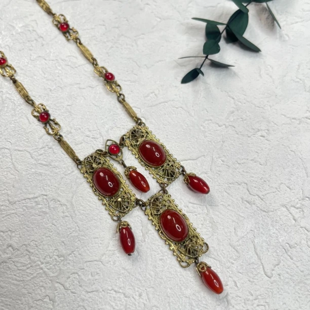 铜合金琉璃项链 【六六中古】孤品复古项链th2422链长35cm