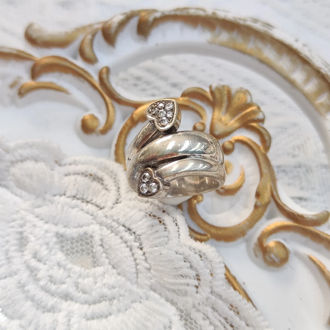 925银戒指 【六六中古】孤品复古爱心戒指aj1606港8美4