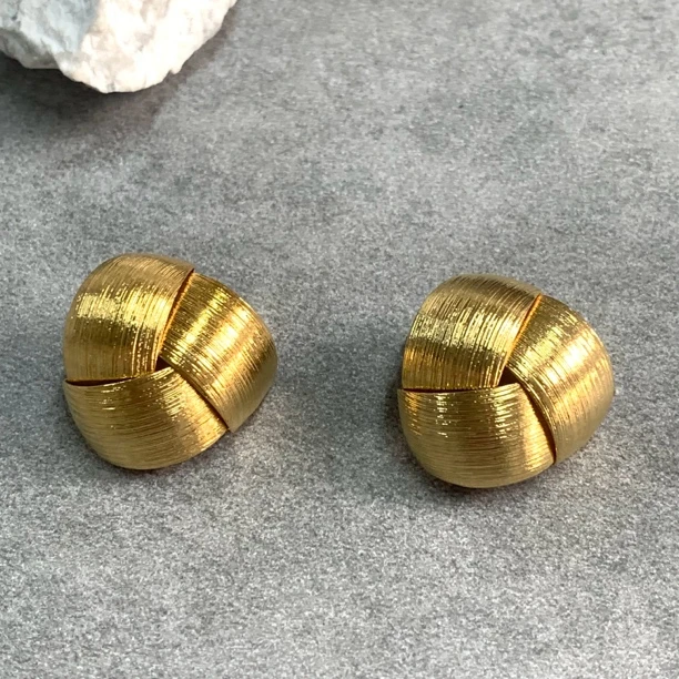 铜合金耳饰 【六六中古】孤品复古拉丝耳夹km3153